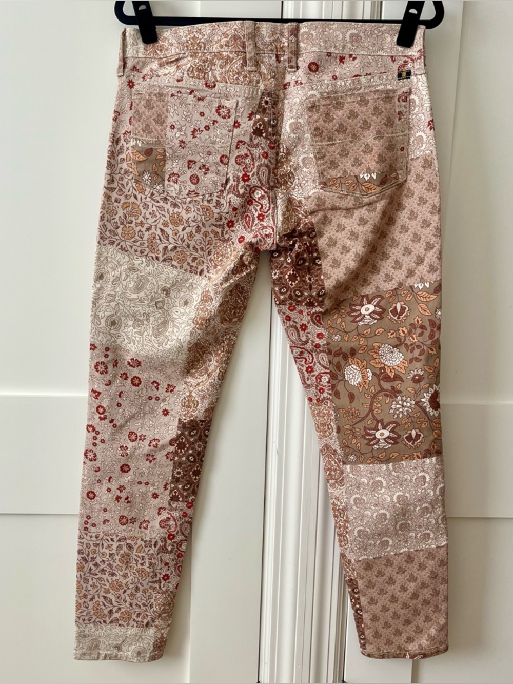Lucky Brand Charlie Skinny Boho Patchwork Jeans Beige Sz 10 - Picture 10 of 16